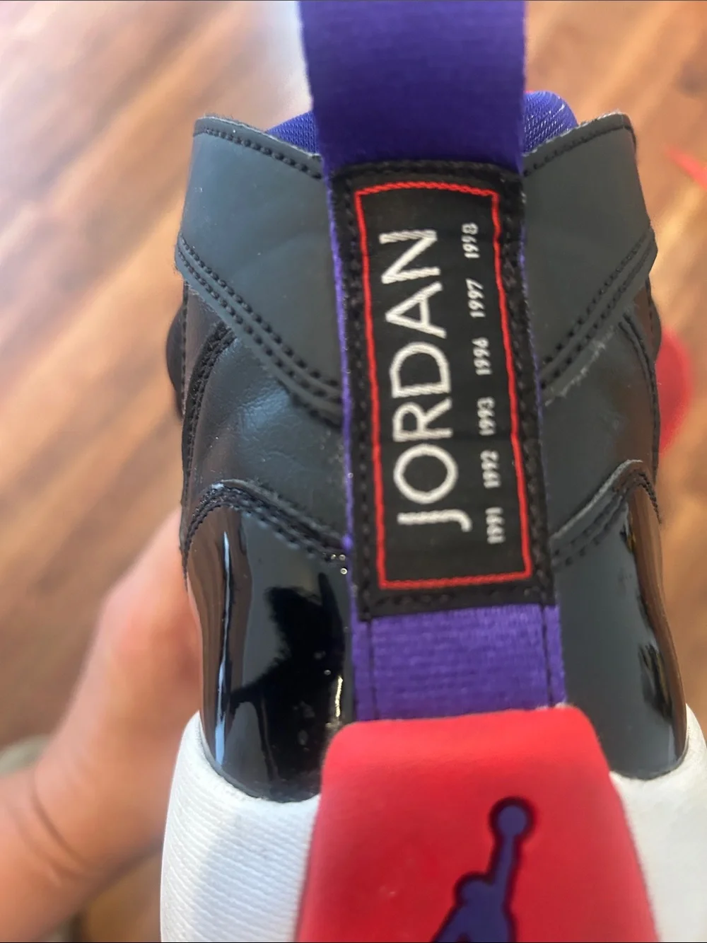Jordan Men's Black / Red / Purple High-Top Basketball Sneakers